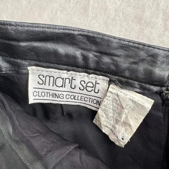 Vintage Smart Set Black Leather Skirt - Picture 3 of 5